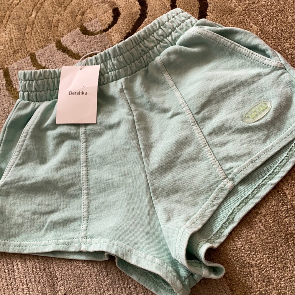 ~Bershka~ Light Green Cotton Shorts
